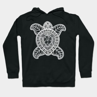 Pasifika Turtle - white on black Hoodie